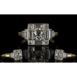 Art Deco Period Diamond Set 18ct Yellow And White Gold Ring Estimated total diamond weight 1.