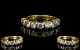 18ct Yellow Gold Diamond Set Half Eternity Ring of Attractive Form. Fully Hallmarked for 750 - 18ct.