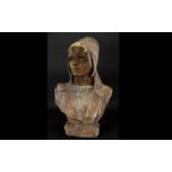 Antique Italian Terracotta Bust Art nouveau female bust of typical form,