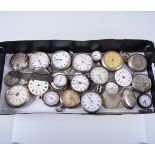 Collection of silver and white metal pocket watches, fob watches, and a vintage wrist watch,
