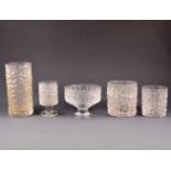 Whitefriars Glacier glasses, including six sherry, five sundae dishes, four wine goblets,