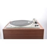 Lenco L70 vintage turntable record player, housed on wooden case with lid, and a Phillips turntable,