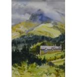 John Lines, Mist Clearing, Snowdonia, signed, watercolour, 26cm x 18cm.