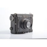 Zeiss Ikon Microflex folding camera, fitted with Carl Zeiss Jena f= 16.5cm lens, in leather carry