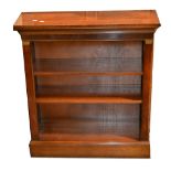 Reproduction mahogany effect dwarf bookcase, rectangular top, plain frieze,