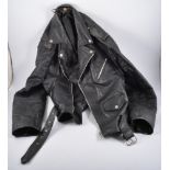 Pair of vintage motorcycle gauntlets, together with motorcyclist's leathers.