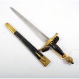 19th Century military dagger, possibly Scandinavian, brass pommel and crossguard, blade 30cm,
