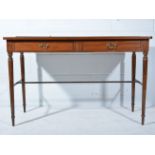 Mahogany side-table, rectangular top with rounded corners, two frieze drawers,