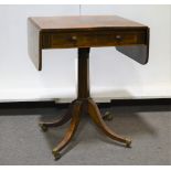 Victorian rosewood side table, rectangular top with rounded corners, two fall leaves,