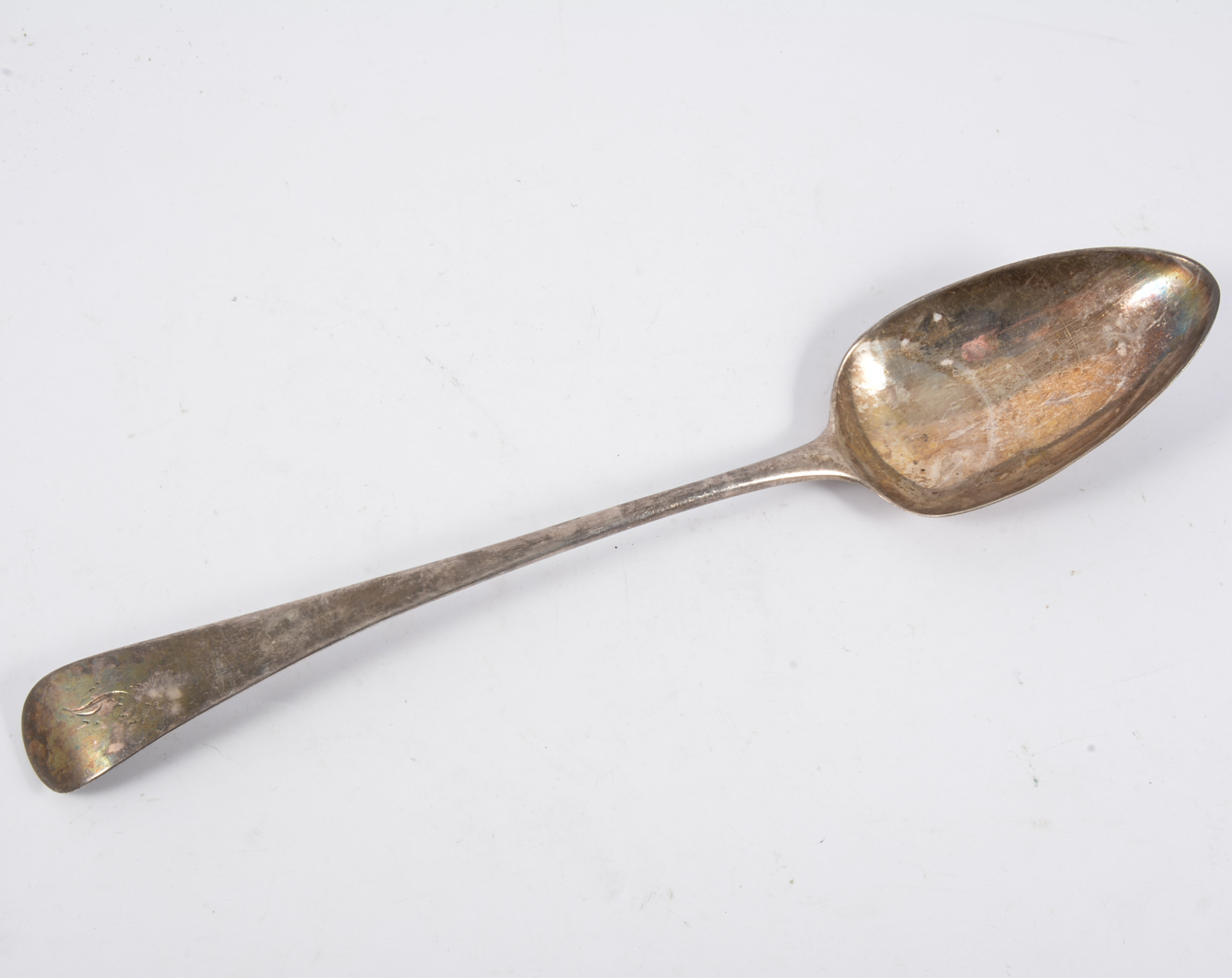 Georgian silver basting spoon, London 1819, maker's mark rubbed, 2.6toz.