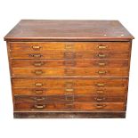 Mahogany plan chest, rectangular top, eight drawers, plinth base, width 126cm, depth 91cm,