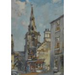 Stanley Orchart, Market Square, Uppingham, signed, oil on board,