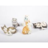 Collection of five Royal Worcester models of kittens, a large Beswick Ware character jug,