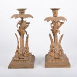 Two cast and gilt metal lamp bases, each designed as a swan,