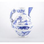 Victorian blue and white jug, associated washbowl, and another unmatched jug and bowl.