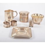 Silver mug, William Neale & Son Limited, Birmingham 1926, 8cm; and Edwardian silver sugar bowl,