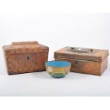 A pine tack box with metal handle to each side, 83cm x 45cm x 44cm,