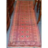 Turkman runner, with two rows of fifteen guls, enclosed by multiple borders,