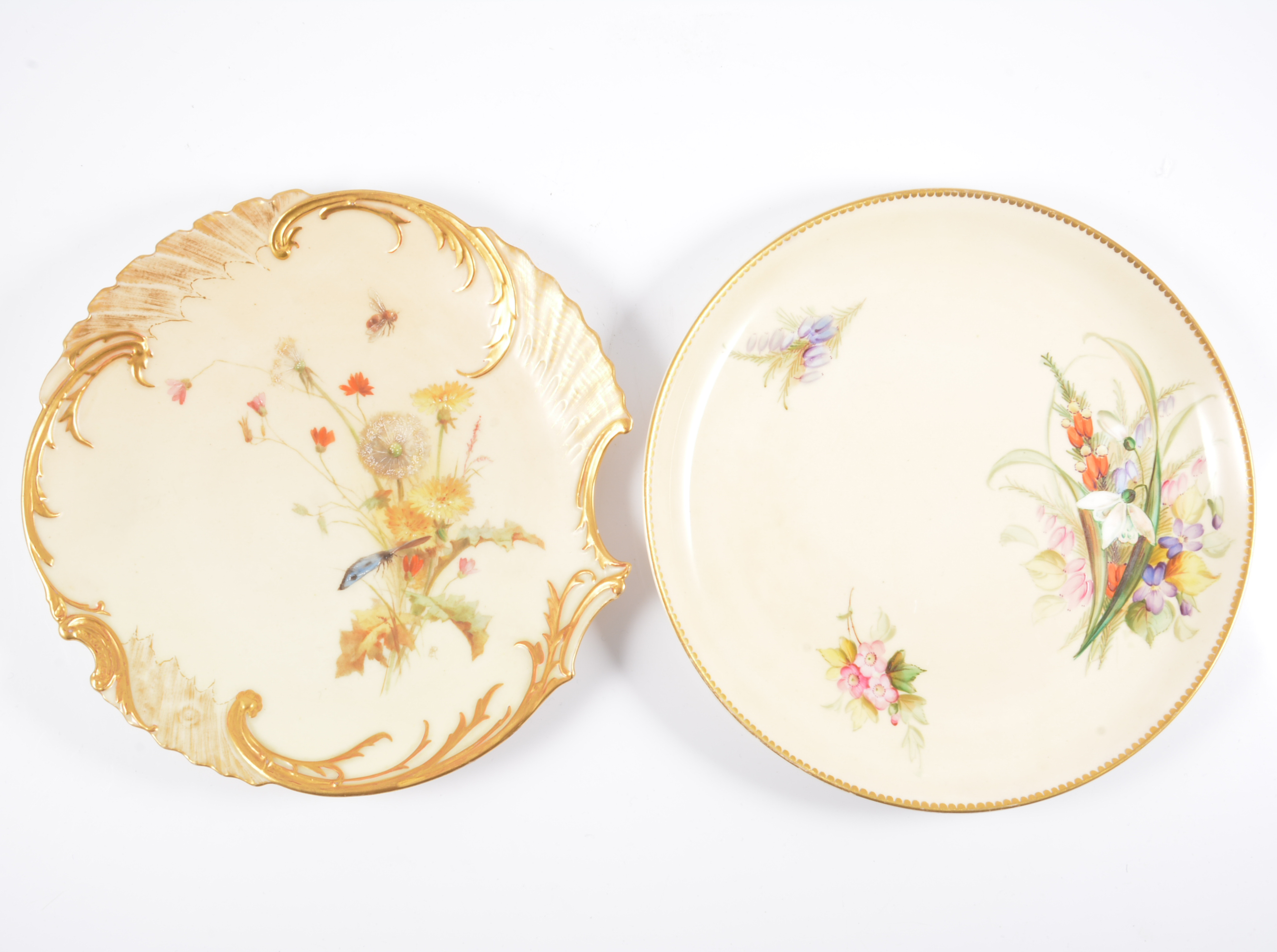 Royal Worcester cabinet plate, Rococo design, painted by Edwin Raby diameter 22cm, - Image 2 of 2