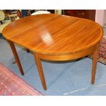 George III style mahogany dining table, formed as two D-shaped ends, with a central leaf,
