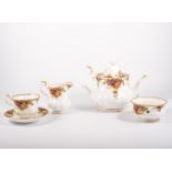 Royal Albert bone china tea, and dinner service Old Country Roses, including a teapot,