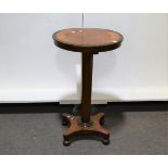 Victorian rosewood and burr elm and satinwood occasional table, circular top, plain frieze,