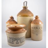 Three stoneware beer flagons, including Mitchells & Butlers Ltd, Saxon & Co,