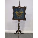 Victorian armorial pole screen. height 62cm.