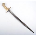 19th Century side arm, all brass hilt with lion head pommel, blade 45cm, by Coppel.