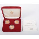 The Duke of Wellington 150th Anniversary Channel Islands 3-coin gold set,