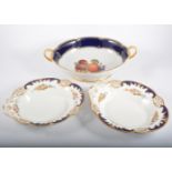 A Bavarian porcelain part dessert service, litho printed decoration.