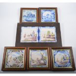 Collection of framed tiles, (7).