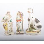 Two Pratt Ware type figurines, Faith and Charity, 19cm,