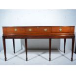 Mahogany side table, adapted from spinet case, satinwood box stringing,