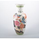 Tall Chinese vase, birds and dragon design, 37cm.