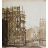English School, Regent Street looking towards Oxford Circus 1924, pencil sketch and wash,