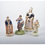 Staffordshire earthenware figure, St Matthew, restored, 20cm,