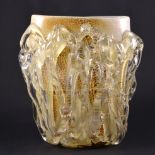Enrico Cammozzo, a large Murano art glass vase, squeezed oval, gilt foil inclusions,