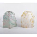 Mottled glass centre light shade, and four other glass shades, (5).