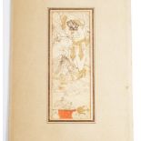 Islamic illustration of a noble warrior amongst a wooded landscape, pencil, colour,