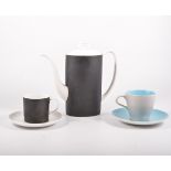 Two Poole Pottery two tone part tea/coffee sets, blue/grey,