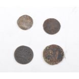 Edward III Jetton C1400 and eight other copper coins including William and Mary half-penny 1692.