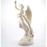 Copeland Parian group, The Angel in the Flowers, Crystal Palace Art Union, 1875, restored, 56cm.