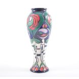 A Moorcroft slender vase in the "Tribute to Charles Rennie Mackintosh" design by Rachel Bishop,