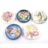 Moorcroft, five coasters, including, Walter Moorcroft, Magnolia, 780/4, 1994, Emma Bossons,