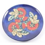 Moorcroft, Sally Tuffin, 'Pohutakawa' plate, no 51/220, made for Tanfield Potter backstamp,