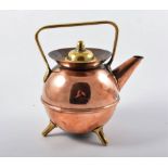 An Aesthetic Movement copper and brass kettle, third quarter 19th century,