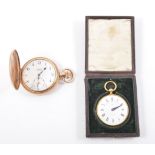 A gold-plated patent pedometer by Payne, the 37mm white enamel dial marked "Payne & Co.