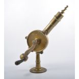 Brass corkscrew, stamped Eclipse, the patent number 3681, 41.5cm high.