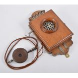 A walnut cased house telephone, 24cm.